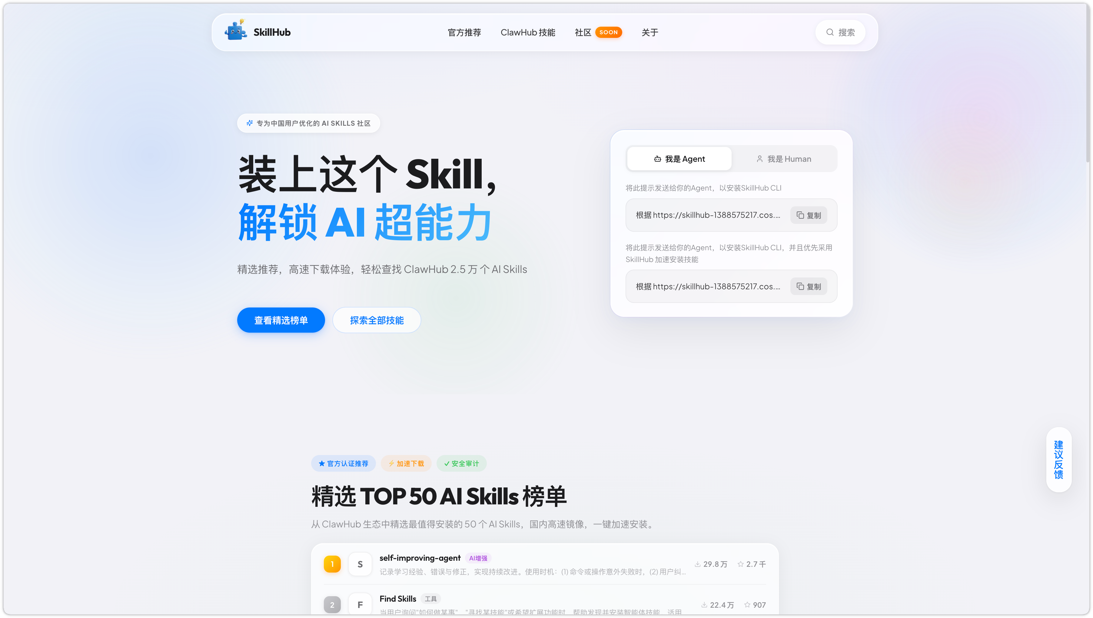 通过安装指令安装技能